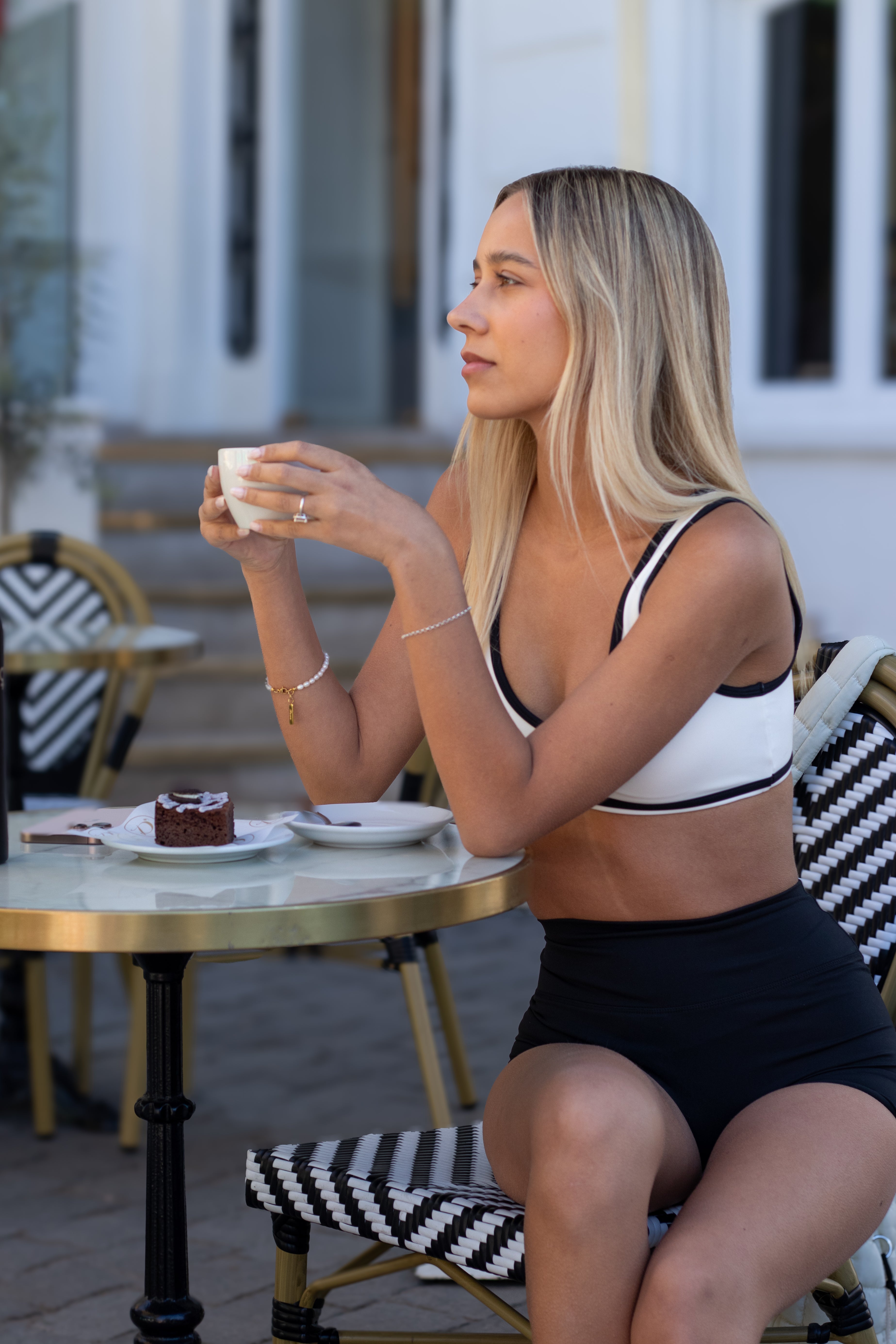 Conjunto Short y Bra V White ⚫