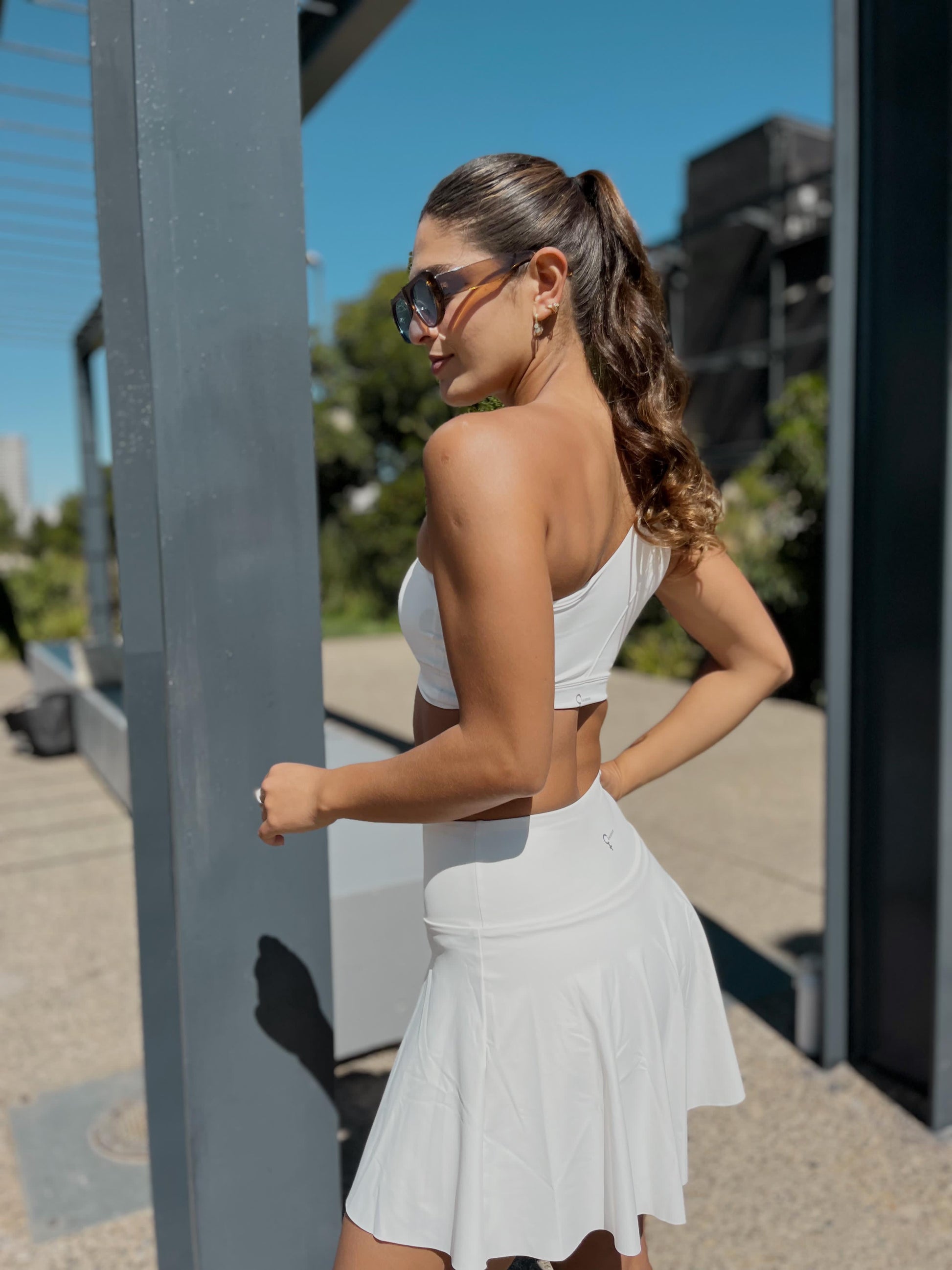 Falda Plisada White